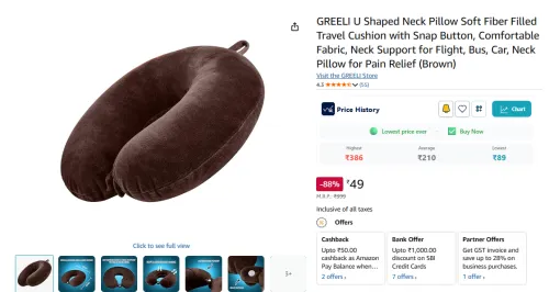 Image of GREELI U-Shaped Travel Neck Pillow – Brown
