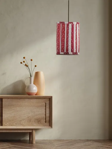 Image of green girgit Red Leaf Printed Hanging Lamp