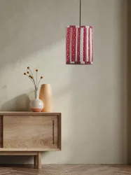 green girgit Red Leaf Printed Hanging Lamp