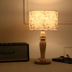 green girgit Wood Cylinder Table Lamp