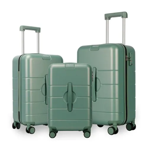 Image of Green Hardside Spinner Luggage Set 20' 25' 29' and Inside TSA Lock Suitcase