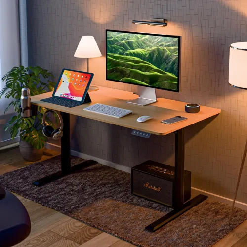 Image of Green Soul Imperium Height Adjustable Table for Office Work (GreyOak,1100 x 600 Top)