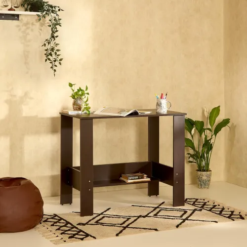 Image of Green Soul Indus Study Table (90cm, Hidden Shelf, Wenge)