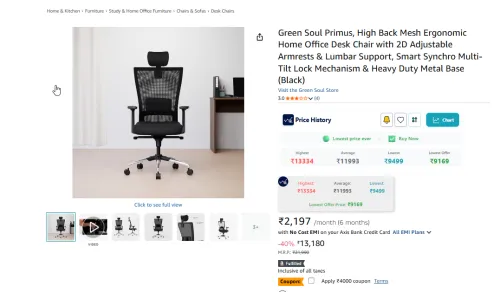 Image of Green Soul Primus High Back Mesh Ergonomic Desk Chair 