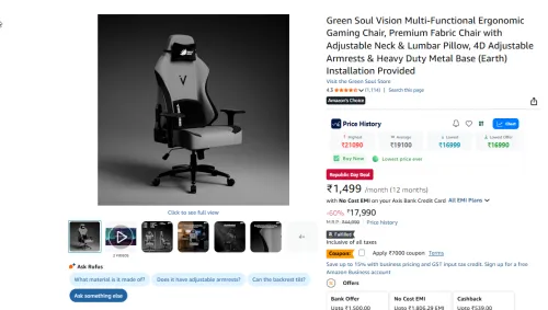 Image of Green Soul Vision Multi-Functional Ergonomic Gaming Chair