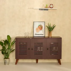 Green Soul Zuvio 3-Door Wooden Shoe Rack | 6 Shelves | Rosewood