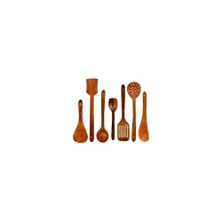 Green Wood 7-Piece Wooden Cooking Spoon Kitchen Set