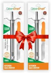 Greenchef AGNI 2 Steel Gas Lighter  (Silver, Pack of 2)