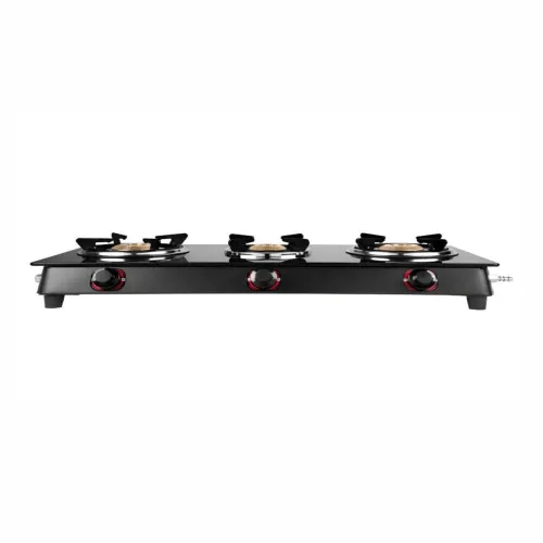 Image of Greenchef Black Glass Top 3 Burner Gas Stove