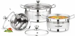 Greenchef Cook and serve 3 in 1 Induction Bottom Cookware Set  (Stainless Steel, 3 - Piece)