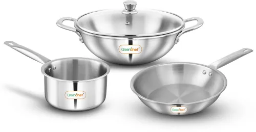 Image of Greenchef Crest Triply Cookware combo (Triply, 3 - Piece)