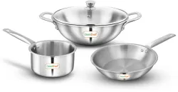 Greenchef Crest Triply Cookware combo (Triply, 3 - Piece)