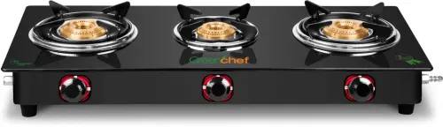 Image of Greenchef Ebony Glass Manual Gas Stove  (3 Burners)