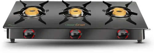 Image of Greenchef Ebony Glass Manual Gas Stove (3 Burners)