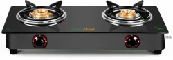 Greenchef Ebony Glass Manual Gas Stove 2 Burners