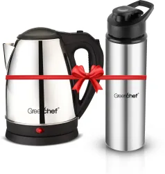 Greenchef Kettle 1.5L Flex 900 ML Stainless Steel water Bottle Electric Kettle (1.5 L, Silver, Black)