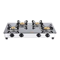 Greenchef NEXA 4 Burner Glass top Gas stove, ISI certified (4 Burner) Manual, Black