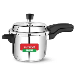 GREENCHEF Shine outer lid Stainless steel Pressure cooker 3 litre Induction Compatible - ISI Certified