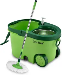 Greenchef Spin mop set 360 degree stainless steel spinner Mop Set  (Green)