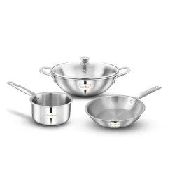 Greenchef Stainless Steel Tri ply Stainless Steel Crest Combo