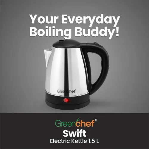 Image of GREENCHEF Swift Electric Kettle 1.5 Litre 1500 watts with Stainless Steel Body