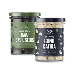 Greenfinity Basil Seeds & Gond Kateera Combo 200g Sabja Seeds + 100g Tragacanth Gum 