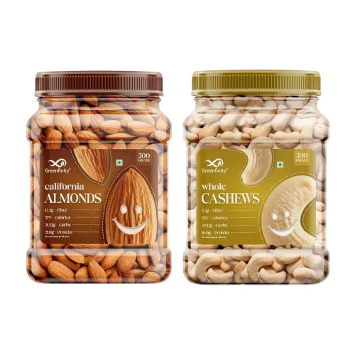 Image of GreenFinity Premium Almonds & Cashews Combo – 500g Each (1kg Total)