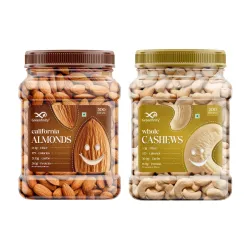 GreenFinity Premium Almonds & Cashews Combo – 500g Each (1kg Total)