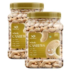 GreenFinity Premium Cashew Nuts 500g [500g x 2] – Grade - W320, Crunchy & Unsalted Whole Cashews | Rich in Protein & Fib