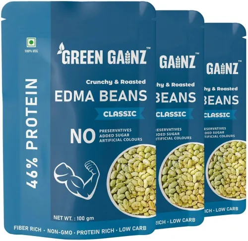 Image of Green Gainz Roasted Edma Beans Sea Salt Flavour, 100g, Po3