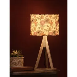 Green Girgit Garden Blooms Trio Wooden Lamp | | Bedside Side Table Lamp with Wooden Base | Bed Room,Living Room, Home & 