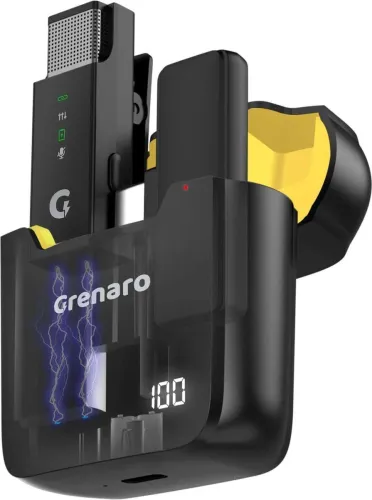 Image of Grenaro Digital Display Wireless Mic with Charging Case- 3 Level Noise Reduction Microphone