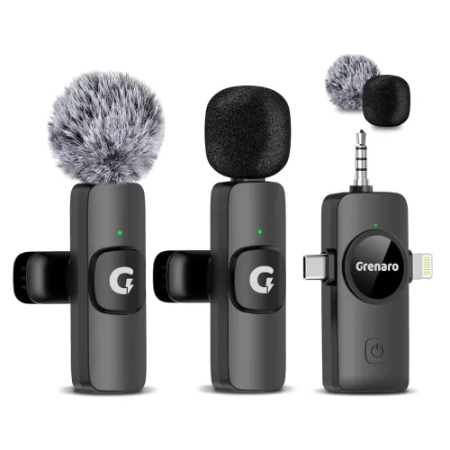 Image of GRENARO Wireless Mic for Youtubers, S11 3 in 1 Wireless Microphone for iPhone/Android/DSLR Camera/USB-C Plug/iPad, Noise
