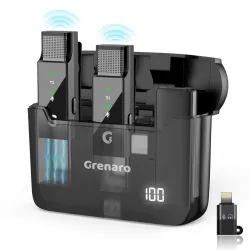 GRENARO S13 Wireless Mic for YouTube Recording Collar Microphone with 3-Level Noise Reduction