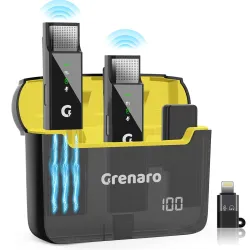 GRENARO Wireless Mic for YouTube Recording Collar Microphone with 3-Level Noise Reduction