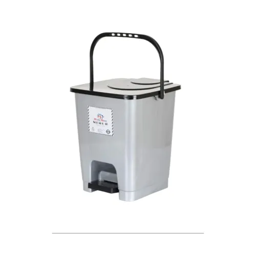 Image of Pedal Dustbin with Lid, Grey, Plastic, 10 Litre Capacity, 32 x 30 x 26 cm (GREY)
