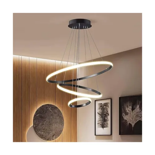 Image of GreyWings Modern LED Ring Chandelier (Black)