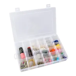 36-Grid Plastic Storage Box with Removable Dividers (Transparent)