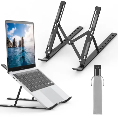 Image of GRIFEMA GB1054B Black Laptop Stand for Desk, Adjustable Laptop Riser