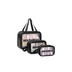GRILL BUMP Clear Makeup Pouch Set, Cosmetic Organizer Bag for Women and Girls Travel Waterproof Toiletry Storage Kit