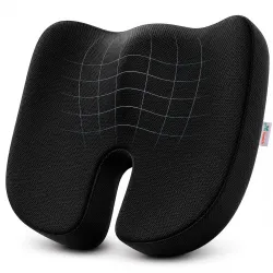 Grin Health Orthopedic Coccyx Seat Cushion | Ortho-Response Memory Foam Tailbone Pain Relief Office Chair Sitting Pillow