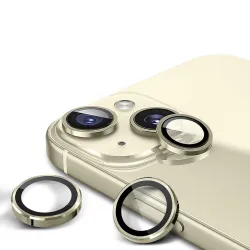 GRIPP 2in1 Focal Camera Lens Protector for iPhone 15, iPhone 15 Plus, Aluminium Alloy Ring, Ultra-Clear HD Glass, Scratch-Resistant, Case Friendly, Easy Install - Light Yellow