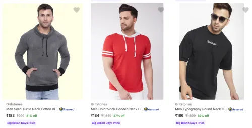Image of Gritstones Men's T-Shirts upto 89% Discount