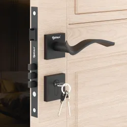 GRIVAN Trendy Brass Mortise Door Lock Set | Main Door Lock for Home/Office/Bedroom with 2 Years Warranty (Black Finish)
