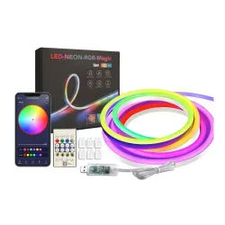 Groeien 5 Meter USB Powered Flexible Smart RGBIC Neon Flex LED Strip Lights with App & Remote-Control, Music Sync LED St