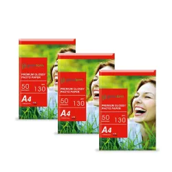 Growlam Premium Glossy Photo Paper 130 GSM A4 Size Photo Paper– Water Proof, Instant Drying, 50 Sheets, Compatible with 