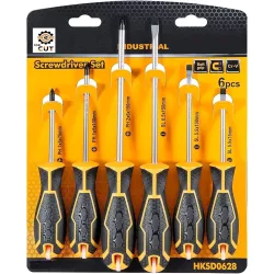 GSK Cut® 6 pcs Round Blade Screwdriver set Industrial Premium Pro-Grade Screwdriver Set with Custom Ergonomic Handle Des