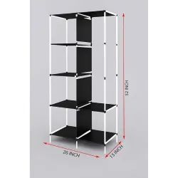 GTC Collapsible Wardrobe Clothes Almira with 1 Hanging Space and 6 Shelves (13 x 26 x 61 Inch)
