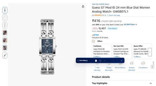 Image of Guess GT Mod ID 24 mm Blue Dial Women Analog Watch- GW0807L1
