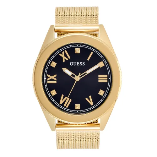 Image of Guess Mens 44 mm Noble Black Dial Stainless Steel Analog Watch - GW0495G2